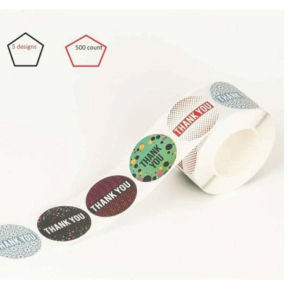 New 4rolls of 500 count THANK YOU Sticker  @ 1.5inches